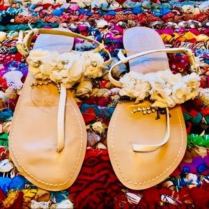 Naughty Monkey Cream Floral Sandals